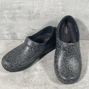 Crocs Neria Pro II Womens Nurse Clog Black Paint‎ Splatter Slip Resistant Sz 6